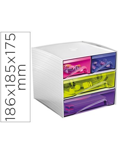 Fichero Cajones De Sobremesa Cep Mycube 4 Cajones Poliestireno Multicolor 186X185X175 Mm