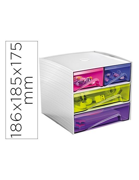 Fichero Cajones De Sobremesa Cep Mycube 4 Cajones Poliestireno Multicolor 186X185X175 Mm