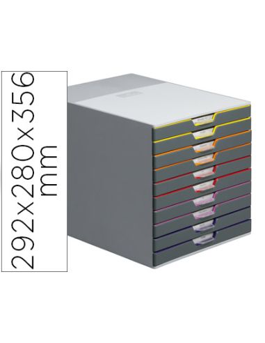 Fichero Cajones De Sobremesa Durable Varicolor Apilables 10 Cajones Plastico 292X280X356 Mm