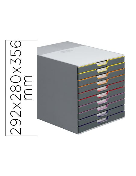 Fichero Cajones De Sobremesa Durable Varicolor Apilables 10 Cajones Plastico 292X280X356 Mm