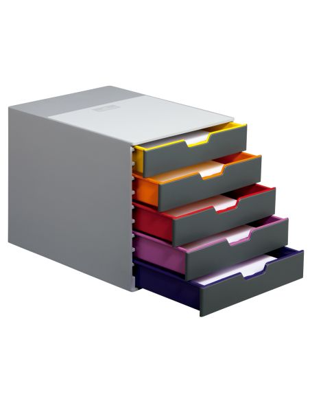 Fichero Cajones De Sobremesa Durable Varicolor Apilables 5 Cajones Plastico 292X280X356 Mm