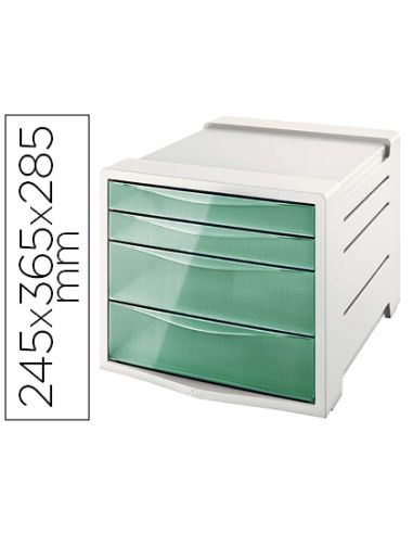 Fichero Cajones De Sobremesa Esselte Colour Ice Plastico 4 Cajones Color Verde 245X365X285 Mm