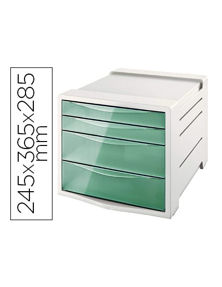 Fichero Cajones De Sobremesa Esselte Colour Ice Plastico 4 Cajones Color Verde 245X365X285 Mm