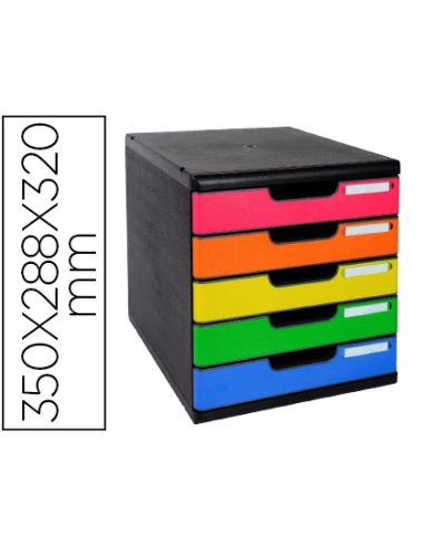 Fichero Cajones Sobremesa Exacompta Iderama Arlequin 5 Cajones Multicolores 350X288X320 Mm