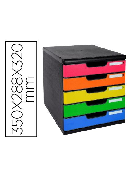 Fichero Cajones Sobremesa Exacompta Iderama Arlequin 5 Cajones Multicolores 350X288X320 Mm