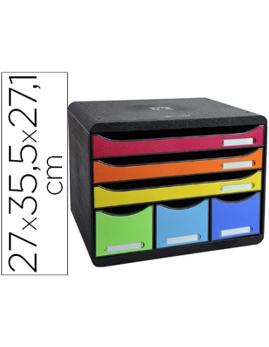 Fichero Cajones Sobremesa Exacompta Iderama Arlequin 6 Cajones Multicolores 270X355X271 Mm