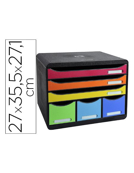 Fichero Cajones Sobremesa Exacompta Iderama Arlequin 6 Cajones Multicolores 270X355X271 Mm