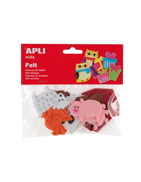 Figura De Fieltro Apli Con Forma De Animales Bolsa De 18 Unidades Surtidas