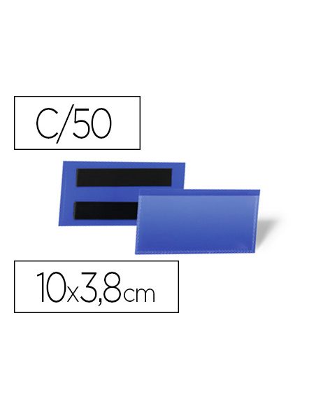 Funda Durable Magnetica 100X38 Mm Plastico Azul Ventana Transparente Pack De 50 Unidades
