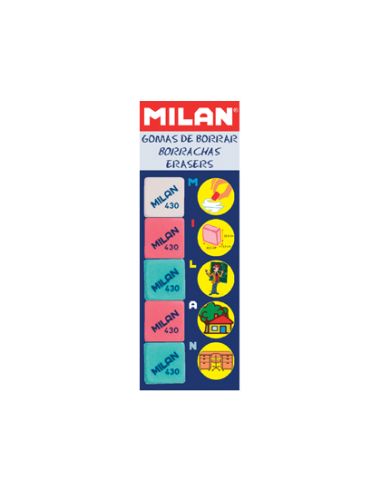 Goma De Borrar Milan 430-5 Blister De 5 Unidades