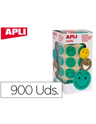 Gomets Apli Autoadhesivo Smile Verde Cara Feliz Rollo De 900 Unidades