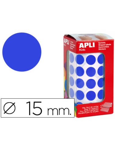 Gomets Autoadhesivos Circulares 15 Mm Azul En Rollo Con 2832 Unidades