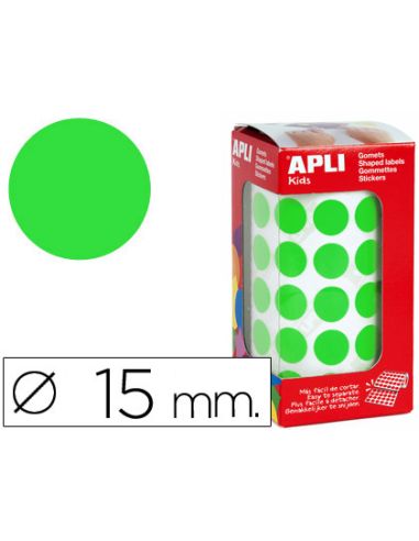Gomets Autoadhesivos Circulares 15 Mm Verde En Rollo Con 2832 Unidades