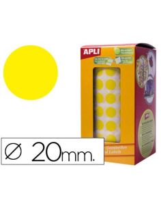 Gomets Autoadhesivos Circulares 20 Mm Amarillo Rollo De 1770 Unidades
