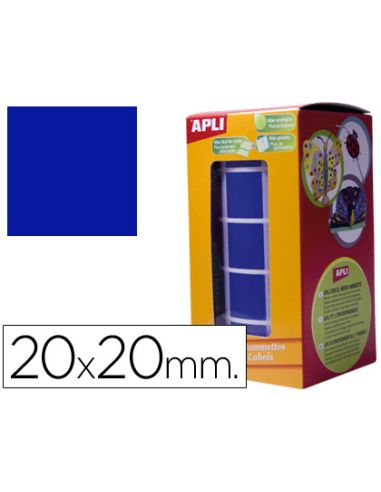 Gomets Autoadhesivos Cuadrados 20X20 Mm Azul Rollo De 1770 Unidades