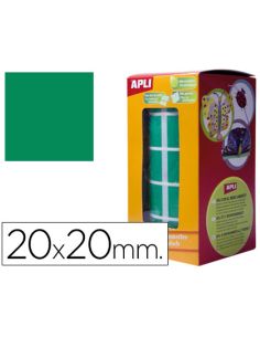 Gomets Autoadhesivos Cuadrados 20X20 Mm Verde Rollo De 1770 Unidades