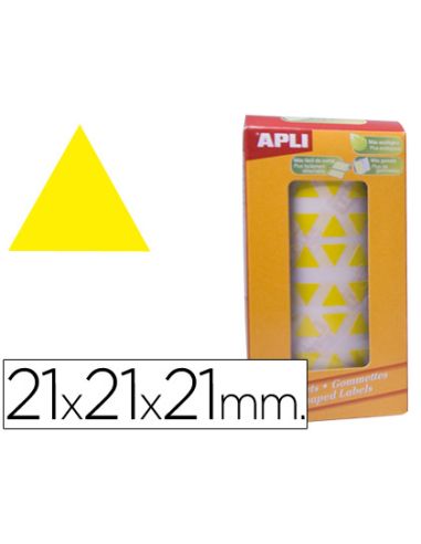 Gomets Autoadhesivos Triangulares 21X21X21Mm Amarillo Rollo De 2832 Unidades