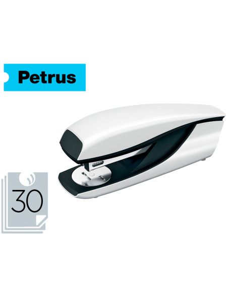 Grapadora Petrus 635 Wow Blanca Metalizada Capacidad 30 Hojas
