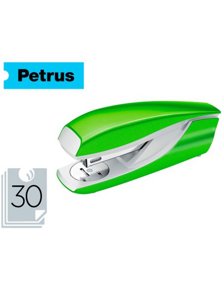 Grapadora Petrus Mod 635 Wow Verde Metalizada Capacidad 30 Hojas