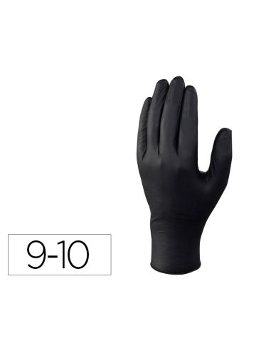 Guantes Deltaplus De Nitrilo Desechable Negro Caja De 100 Unidades Talla 9-10