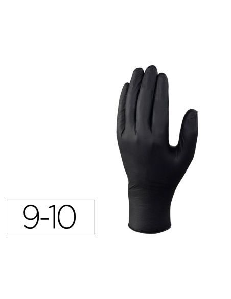 Guantes Deltaplus De Nitrilo Desechable Negro Caja De 100 Unidades Talla 9-10