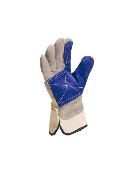 Guantes Deltaplus Docker Serraje Vacuno Reforzado Ideal Para Trabajos Intensivo Color Gris-Azul Talla 10
