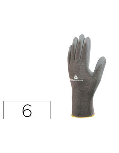 Guantes Deltaplus Poliester Antideslizante Lavable Especial Para Manipulacion Y Manutencion Gris Talla 6