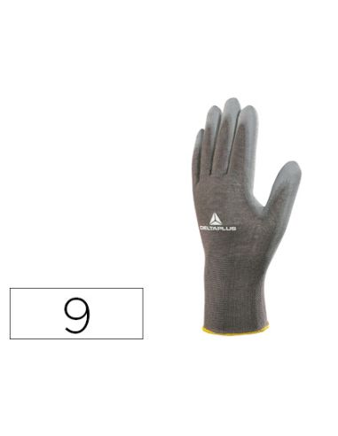 Guantes Deltaplus Poliester Antideslizante Lavable Especial Para Manipulacion Y Manutencion Gris Talla 9
