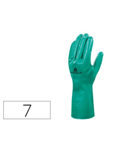 Guantes Deltaplus Tratado En Nitrilo Flocado De Algodon Especial Para Trabajos Con Liquidos Quimicos Talla 7