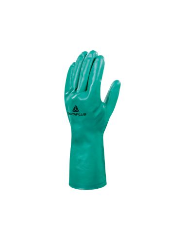 Guantes Deltaplus Tratado En Nitrilo Flocado De Algodon Especial Para Trabajos Con Liquidos Quimicos Talla 8