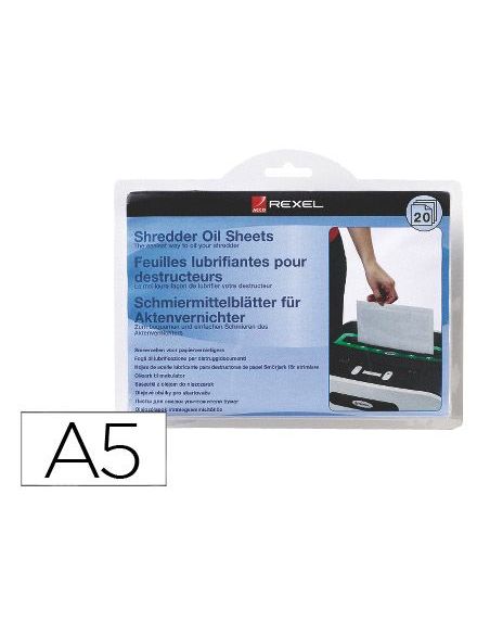 Hojas Lubricantes Rexel Para Destructora Paquete De 20 Hojas Tamaño Din A5|Libreriasalesiana