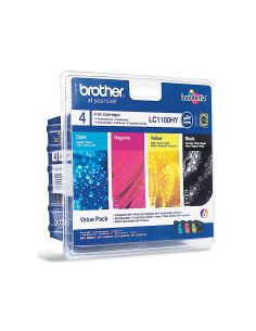 Ink-Jet Brother Lc-1100Bk /M/Y/C Pack 4 Colores Alta Capacidad 900 Pag Bk- 750 Pag M/Y/C- 2