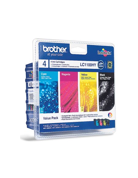 Ink-Jet Brother Lc-1100Bk /M/Y/C Pack 4 Colores Alta Capacidad 900 Pag Bk- 750 Pag M/Y/C-