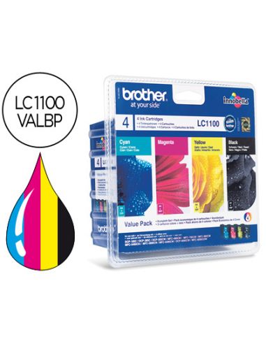 Ink-Jet Brother Lc-1100Valbp /M/Y/C Pack 4 Colores 450 Pagbk 325 Pag M/Y/C