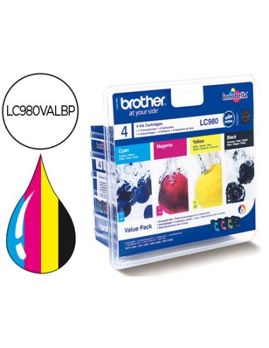 Ink-Jet Brother Lc-980Bk Dcp-145 Dcp-165 Mfc-250 Mfc-290 Negro Magenta Amarillo Cian Pack4