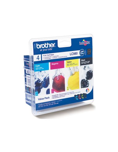 Ink-Jet Brother Lc-980Bk Dcp-145 Dcp-165 Mfc-250 Mfc-290 Negro Magenta Amarillo Cian Pack4