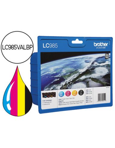 Ink-Jet Brother Lc-985Val 4 Colores Value Pack Negro/Cian/Magenta/Amarillo Dcp-J315W