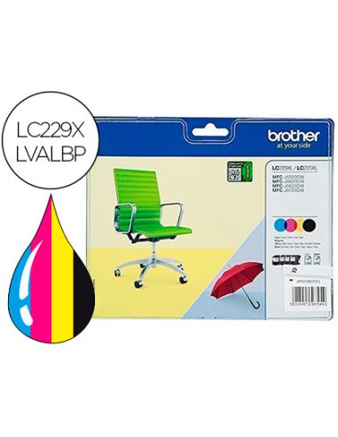 Ink-Jet Brother Lc229Xlvalbp Mfc-J5320Dw / J5620Dw / J5625Dw / J5720Dw Pack 4 Colores Negro Amarillo Cian