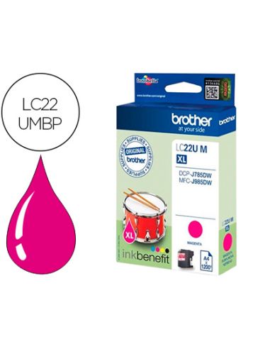Ink-Jet Brother Lc22Umbp Xl Dcp-J785Dw / Dcp-J785Dwxl / Mfc-J985Dw / Mfc-J985Dw Magenta 1.200 Pag