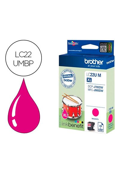 Ink-Jet Brother Lc22Umbp Xl Dcp-J785Dw / Dcp-J785Dwxl / Mfc-J985Dw / Mfc-J985Dw Magenta 1.200 Pag