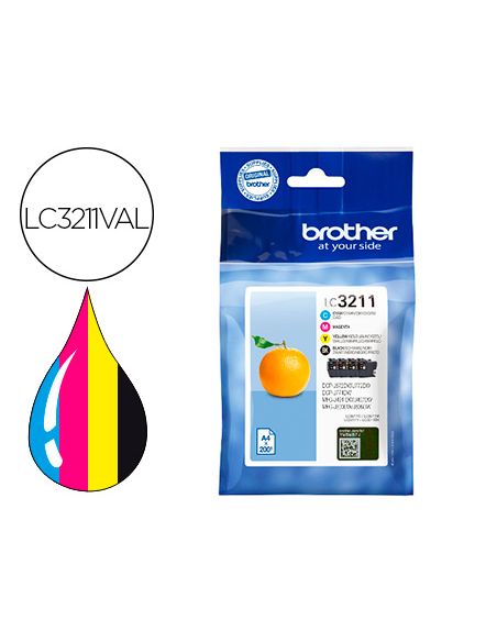 Ink-Jet Brother Lc3211 Dcp-J572 / Dcp-J772 / Dcp-J774 / Mfc-J890 / Mfc-J895 Paquete 4 Amarillo