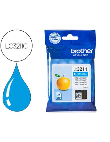 Ink-Jet Brother Lc3211C Dcp-J572 / Dcp-J772 / Dcp-J774 / Mfc-J890 / Mfc-J895 Cian 200 Pag