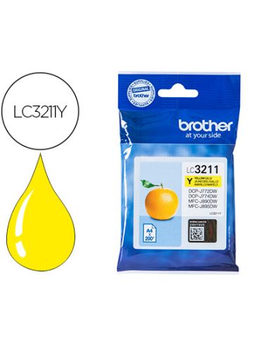 Ink-Jet Brother Lc3211Y Dcp-J572 / Dcp-J772 / Dcp-J774 / Mfc-J890 / Mfc-J895 Amarillo 200 Pag