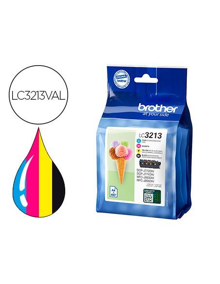 Ink-Jet Brother Lc3213 Dcp-J572 / Dcp-J772 / Mfc-J890Pack 4 Colores Negro Amarillo Cian Magenta
