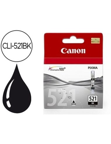 Ink-Jet Canon Cli-521Bk Negro Pixma Mp620/630/980 Ip3600/4600