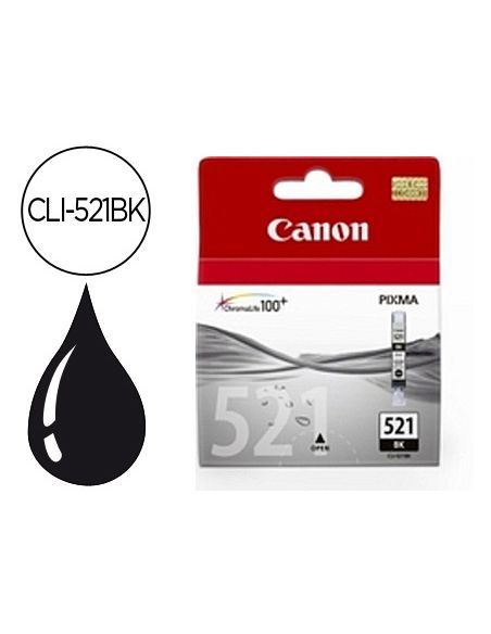 Ink-Jet Canon Cli-521Bk Negro Pixma Mp620/630/980 Ip3600/4600