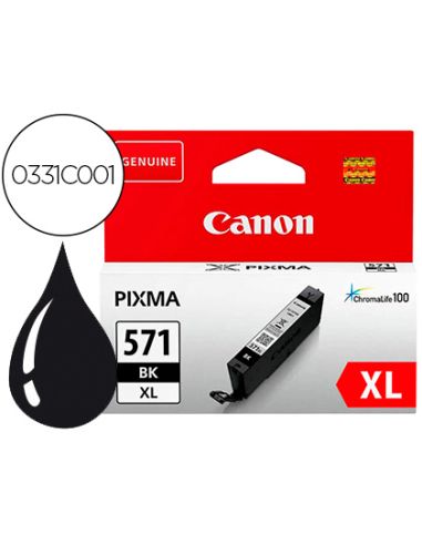 Ink-Jet Canon Cli-571Bk Xl Pixma Ts5051 / 5053 / 5055 / 6050 / 6051 / 6052 / 8051 / 8052 / 9050 / 9055 Negro 4425