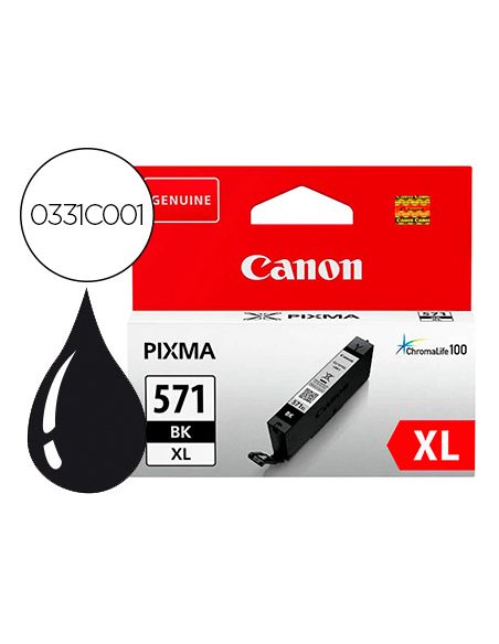 Ink-Jet Canon Cli-571Bk Xl Pixma Ts5051 / 5053 / 5055 / 6050 / 6051 / 6052 / 8051 / 8052 / 9050 / 9055 Negro 4425