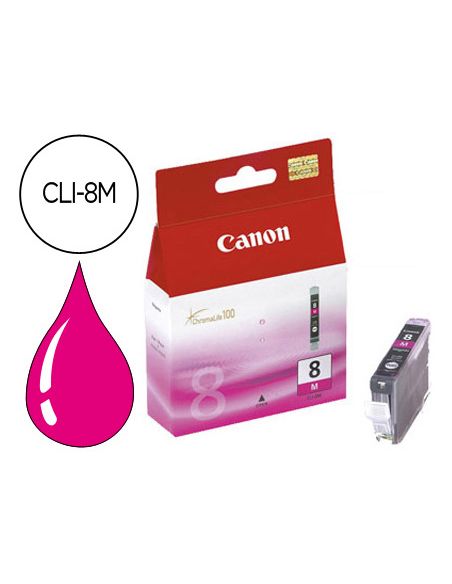Ink-Jet Canon Ip3300 4200 4300 5200 5200R 5300 6600D 6700D, Mp500 530 600 800 810, Ix4000 Ix5000,Pro 9000-Magenta Cli-8