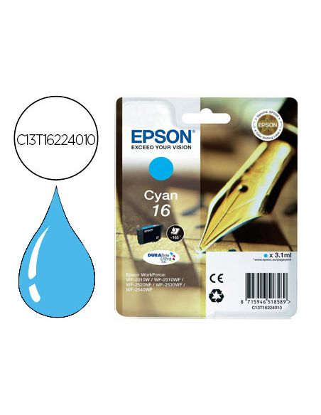 Ink-Jet Epson 16 Wf2010W Wf2510Wf Wf2520Nf Wf2530Wf Wf2540Wf Cian 175 Pag